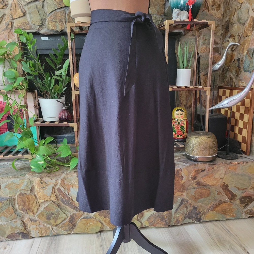 NWT Black Ralph Lauren Midi Skirt Pockets, Side Zipper, Waist Tie